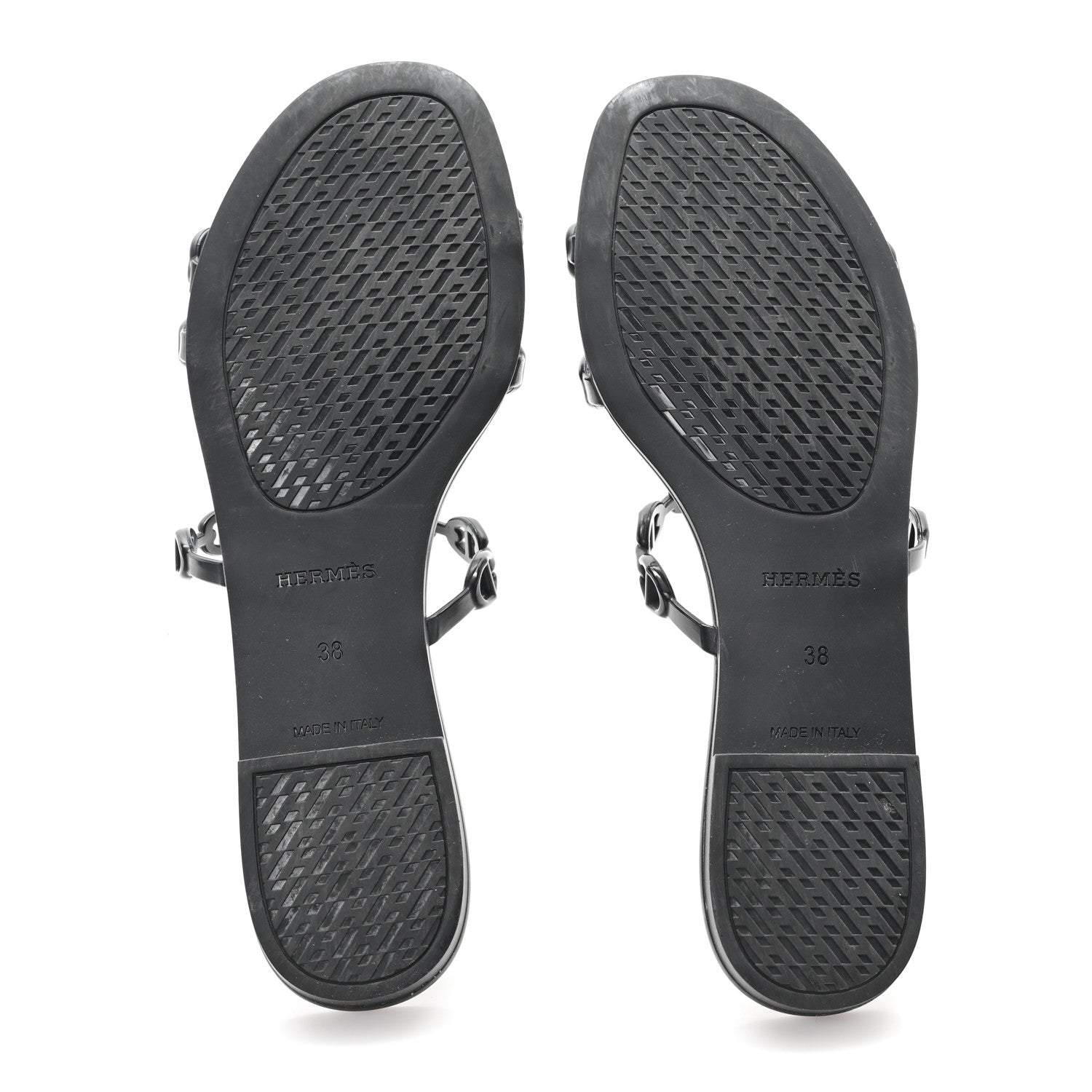Hermes Rubber Chaine d'Ancre Rivage Sandals 38 Black 1752480