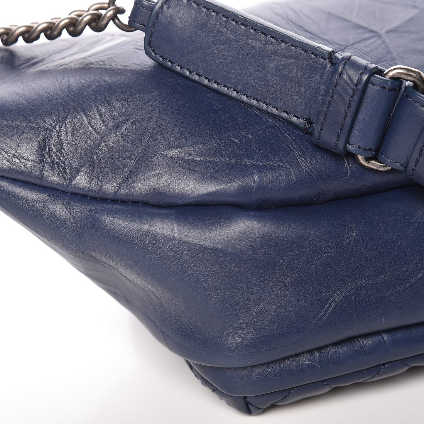 Crumpled Calfskin Quilted Casual Rock Waist Bag Fanny Pack Blue