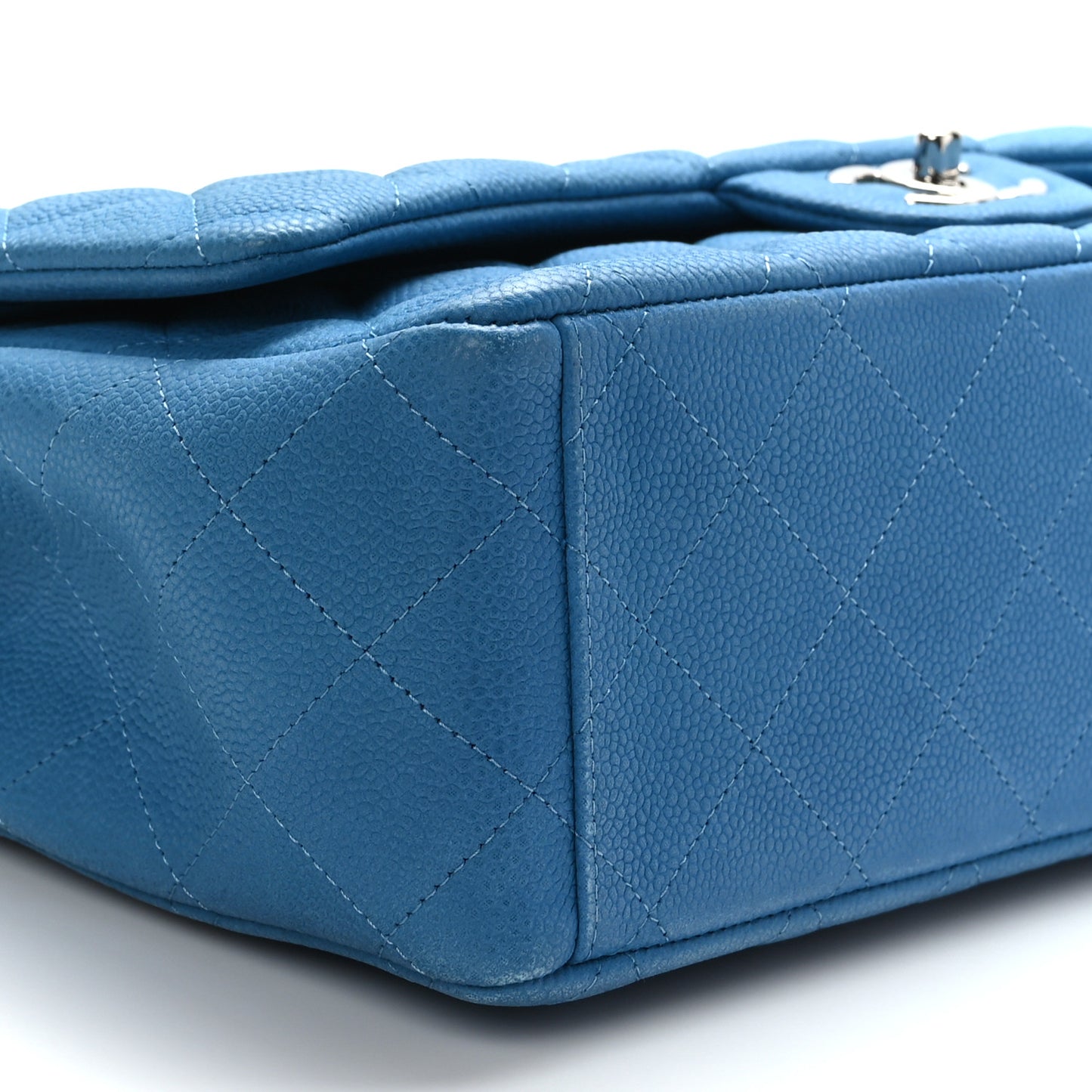 Caviar Quilted Maxi Double Flap Blue