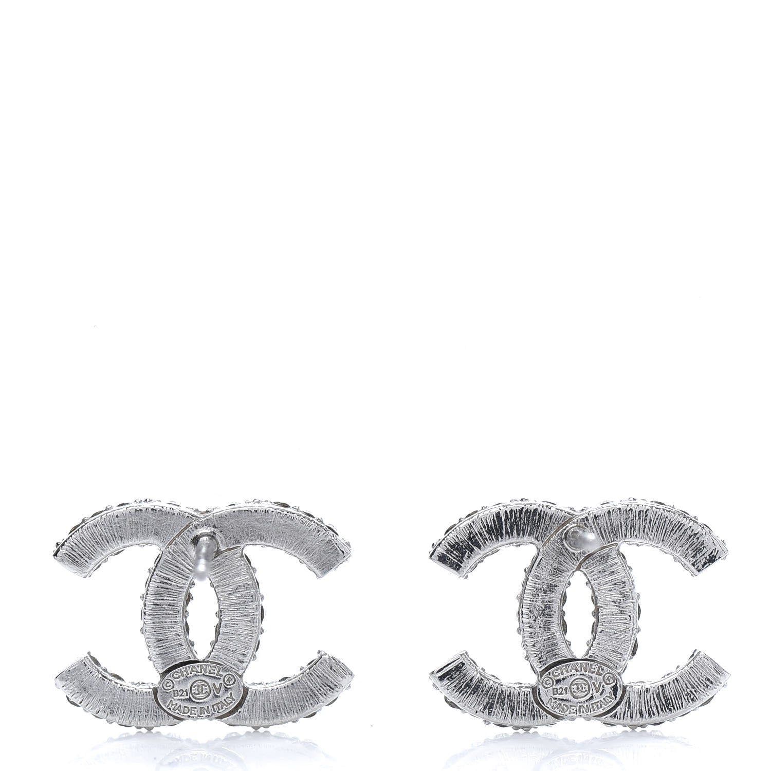 Chanel Crystal CC Earrings Silver 3 of 5
