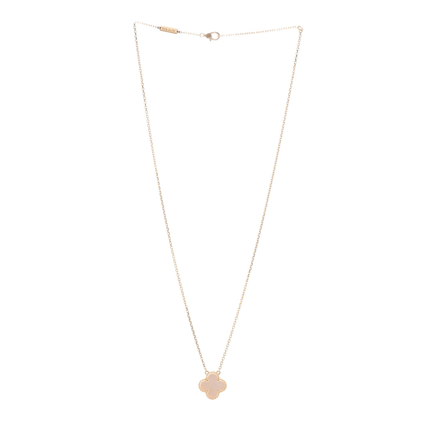 18K Yellow Gold Mother of Pearl Vintage Alhambra Pendant Necklace