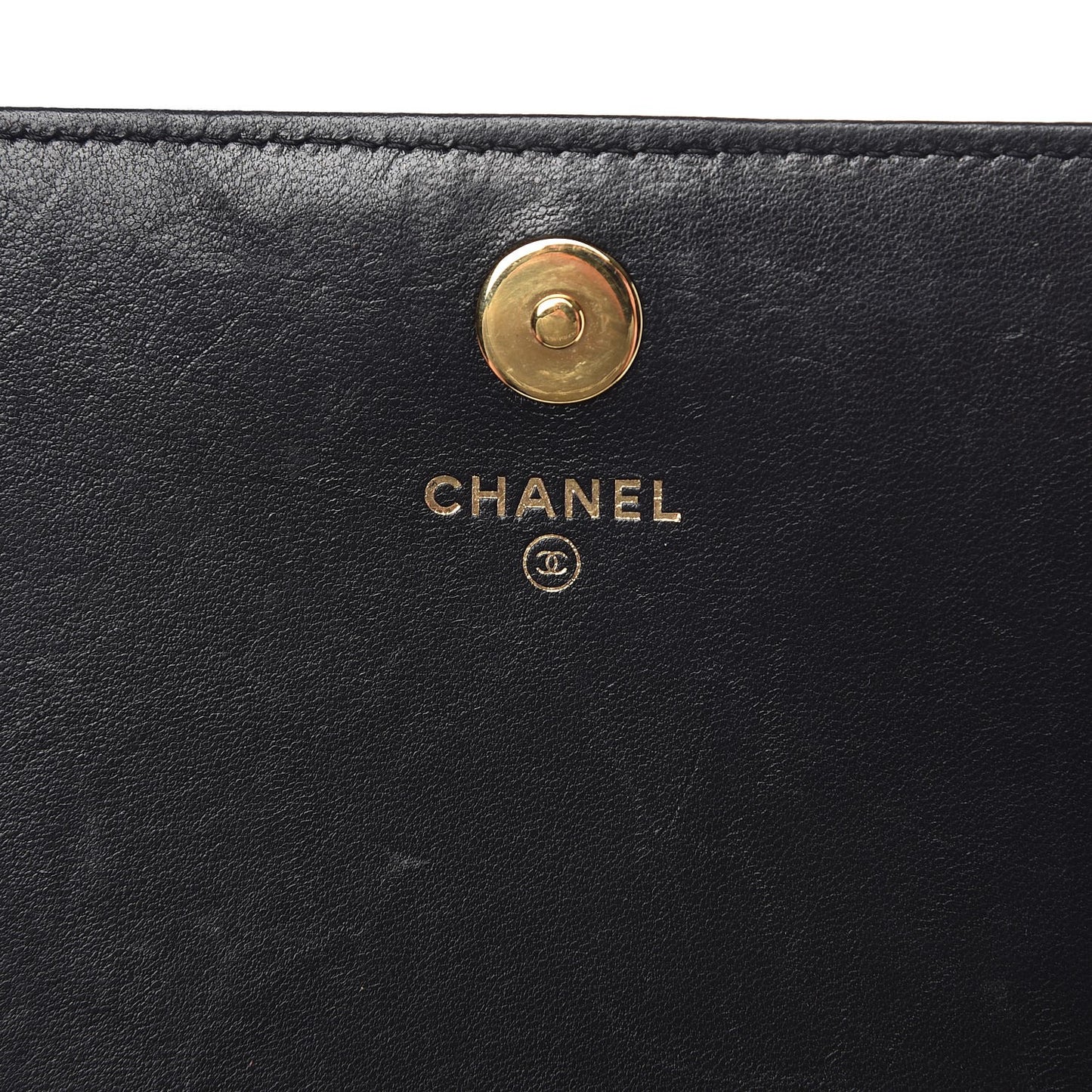 Lambskin Quilted Boy Wallet On Removable Chain WOC Black