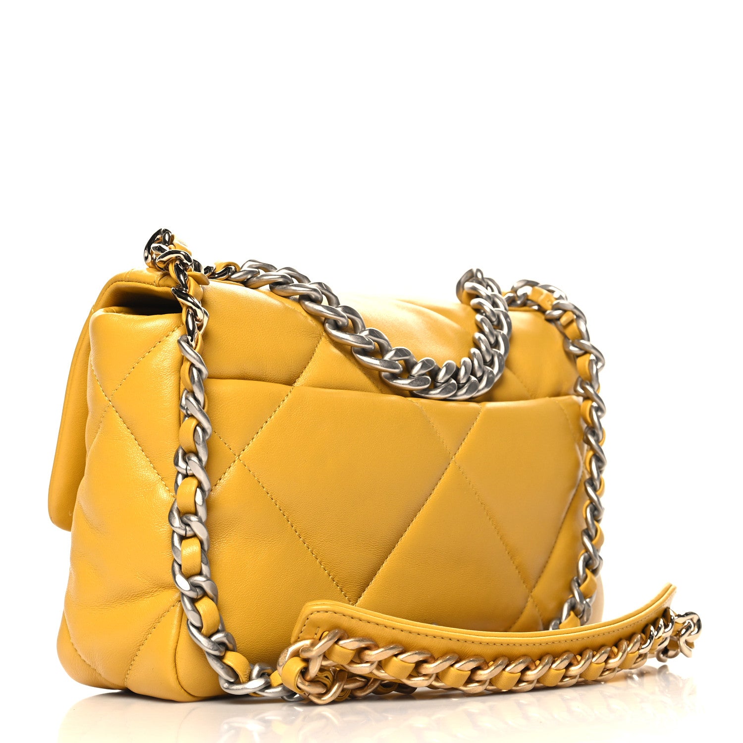 Chanel Lambskin Quilted Medium Chanel 19 Flap Yellow 3 of 10