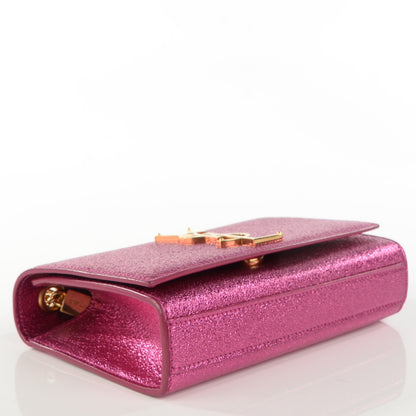 Saint Laurent Metallic Calfskin Small Classic Monogram Satchel Fuchsia 4 of 11