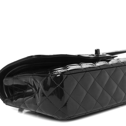 Chanel Patent Calfskin Quilted Medium Double Flap So Black So Black 10 of 11