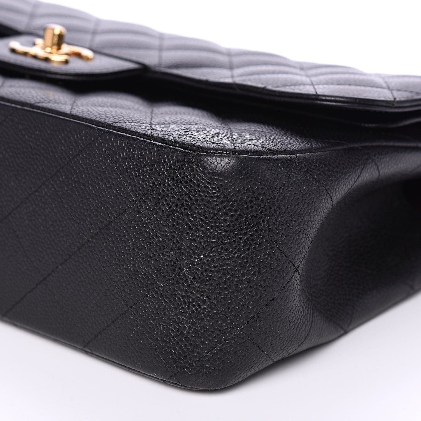 Caviar Quilted Jumbo Double Flap Black