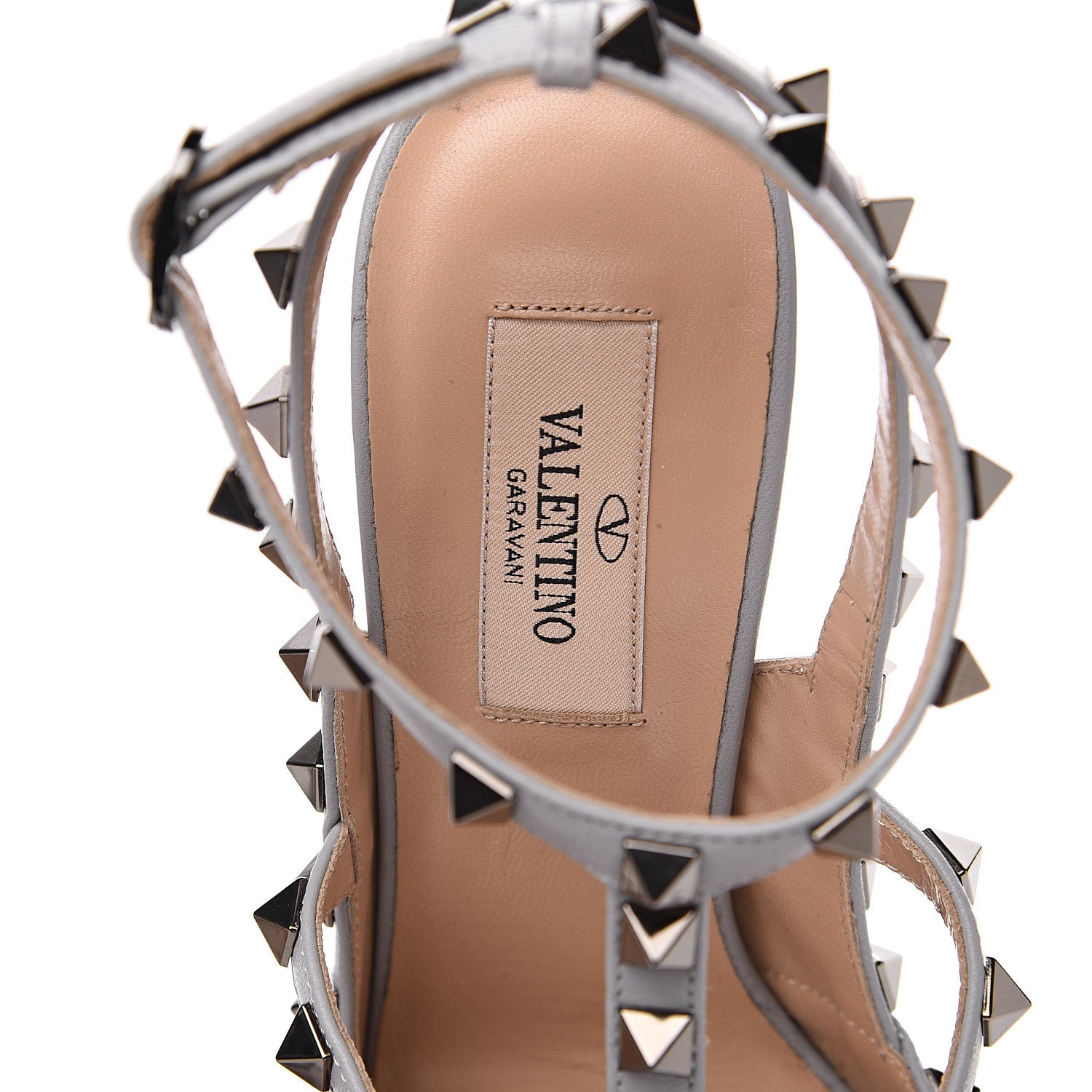 Valentino Garavani Metallic Watersnake Rockstud Ankle Strap 100mm Pumps 37 Silver Pastel Grey 6 of 9