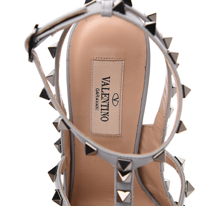 Valentino Garavani Metallic Watersnake Rockstud Ankle Strap 100mm Pumps 37 Silver Pastel Grey 6 of 9