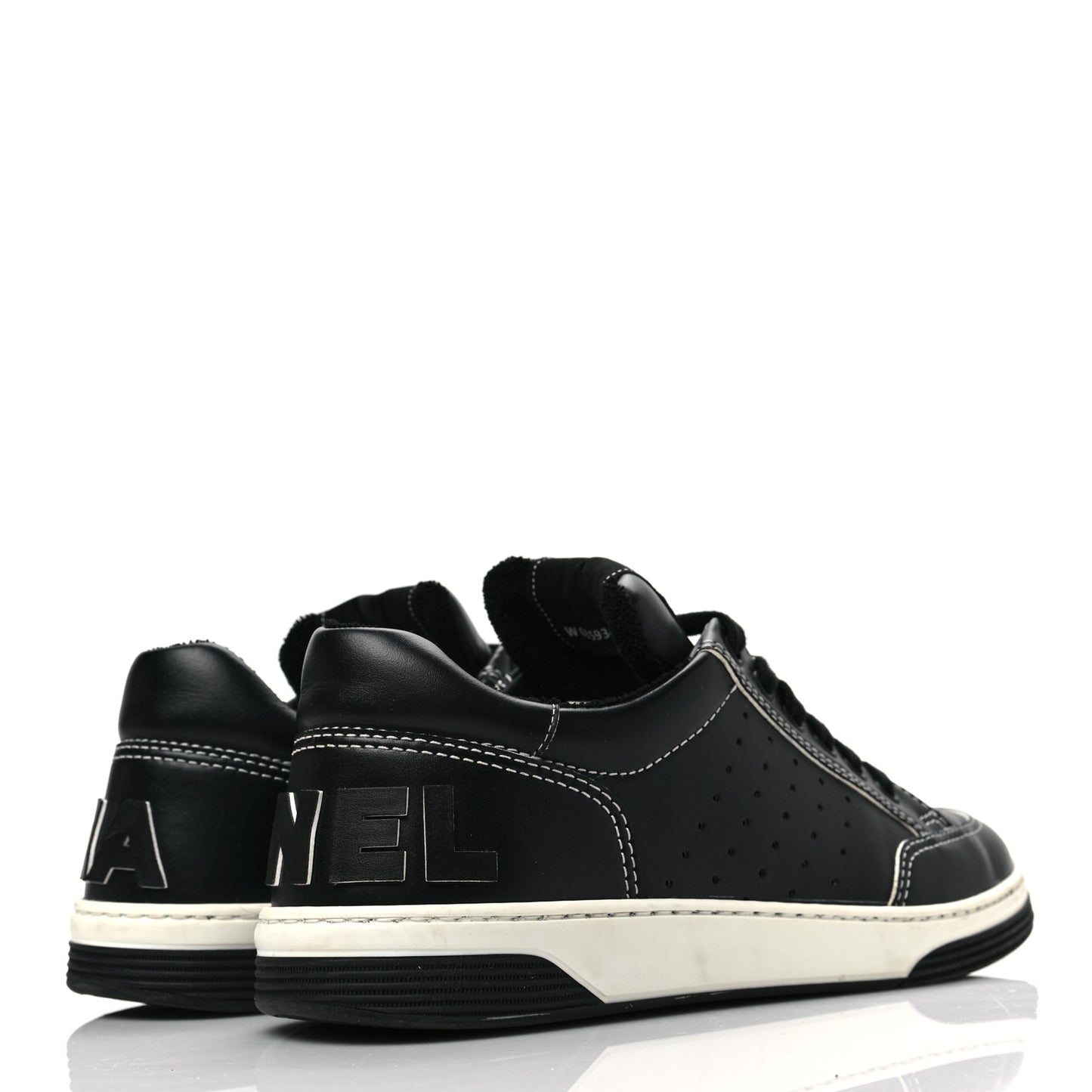 Calfskin Womens Logo Sneakers 40 Black White