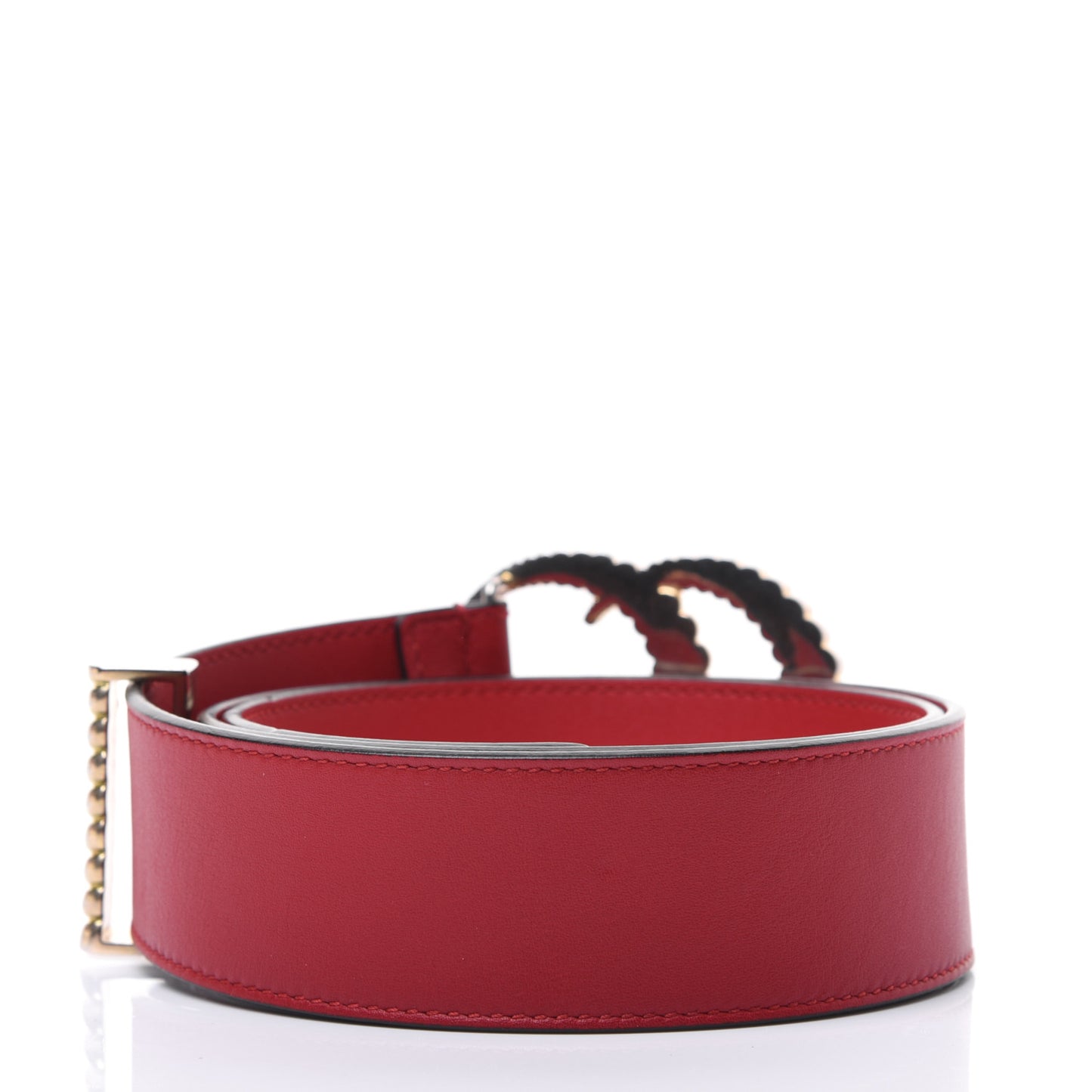 Moon Calfskin Torchon Double G 40mm Belt 80 32 Hibiscus Red