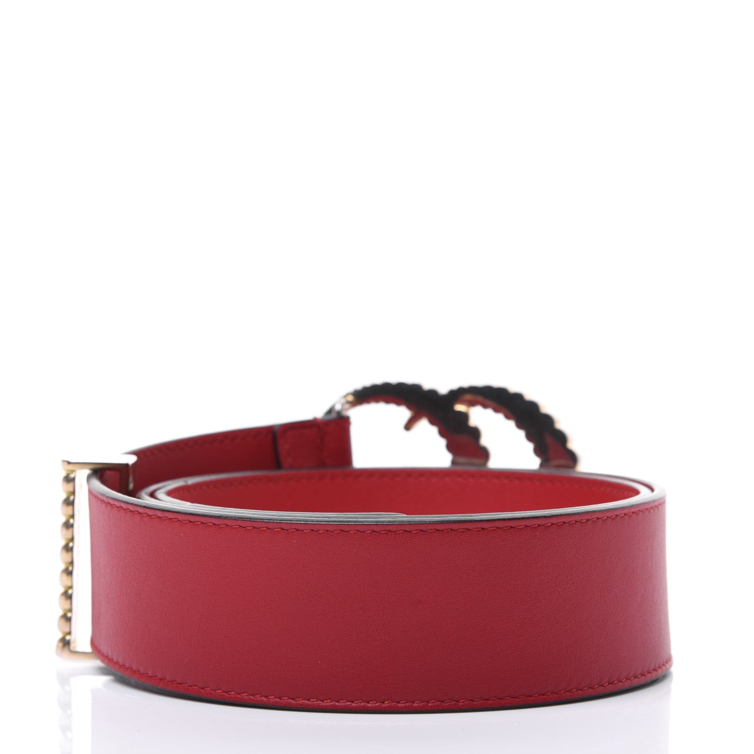 Gucci Moon Calfskin Torchon Double G 40mm Belt 80 32 Hibiscus Red 2 of 9