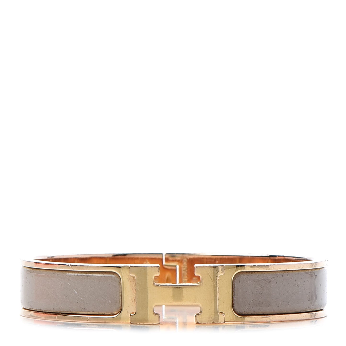 Enamel Narrow Clic Clac H Bracelet GM Marron Glace