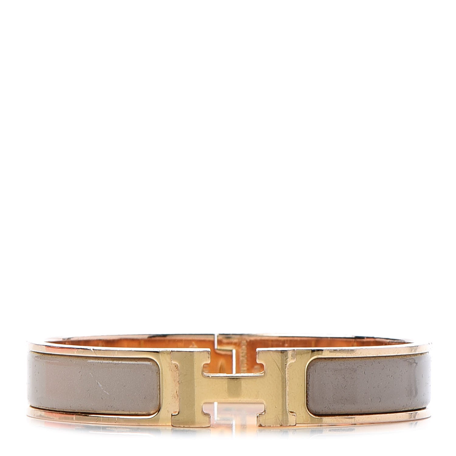 Hermes Enamel Narrow Clic Clac H Bracelet GM Marron Glace 1 of 7