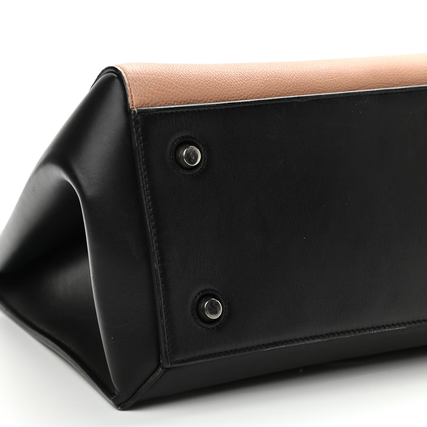 Supple Calfskin Large Bi-Color Edge Shoulder Bag Beige