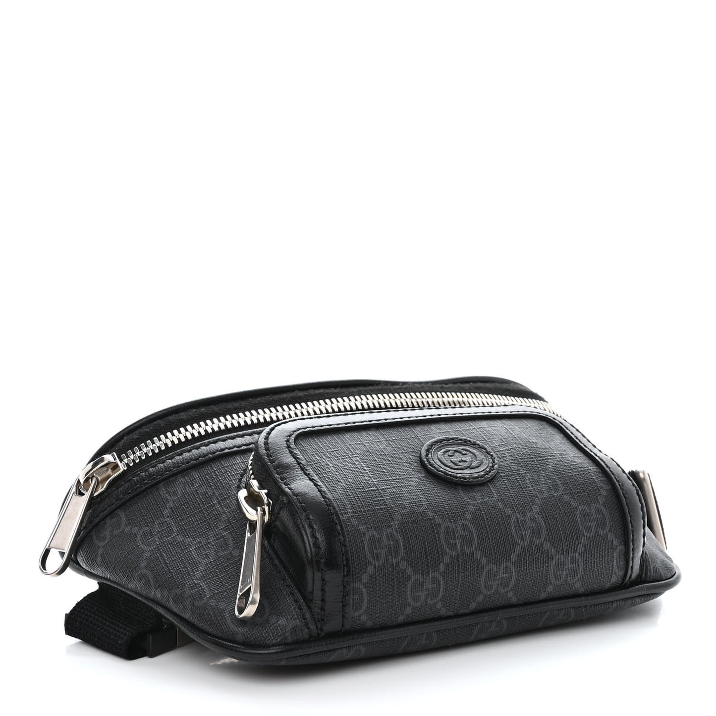 GG Supreme Monogram Textured Calfskin Retro Interlocking G Belt Bag Black