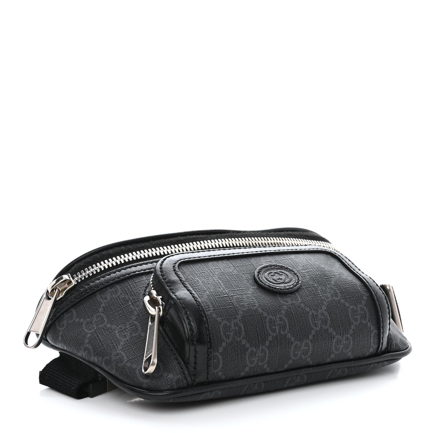 Gucci GG Supreme Monogram Textured Calfskin Retro Interlocking G Belt Bag Black 4 of 11