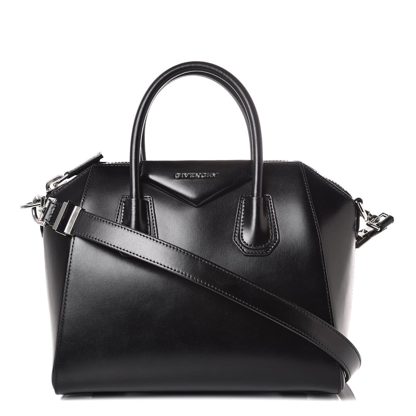 Shiny Lord Calfskin Small Antigona Black
