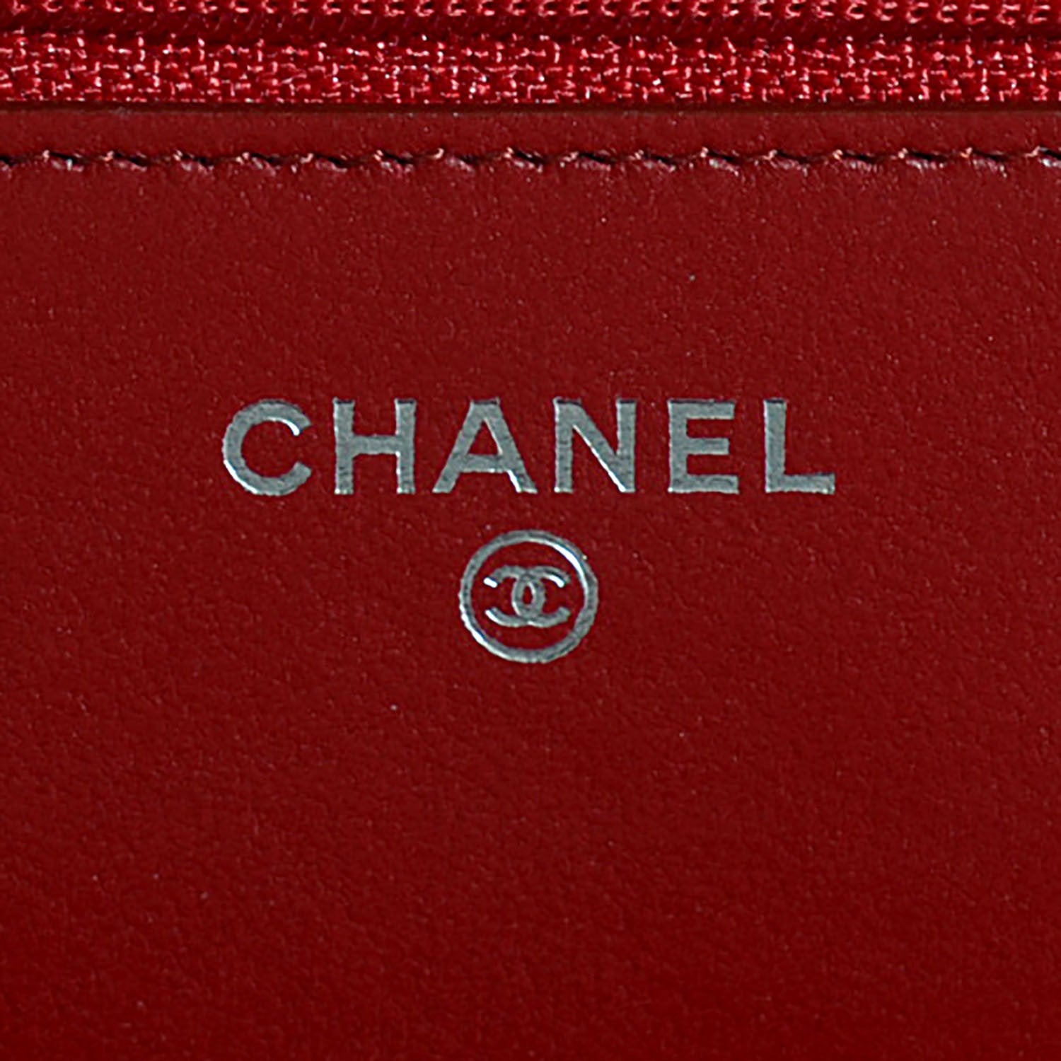 Chanel Lambskin Quilted Wallet On Chain WOC Red 5 of 9