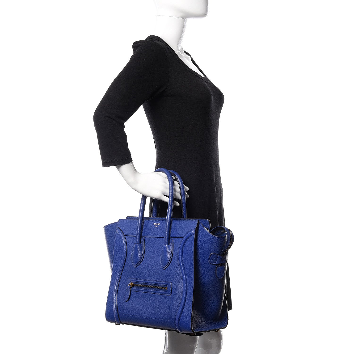 Celine Drummed Calfskin Mini Luggage Indigo 2 of 10
