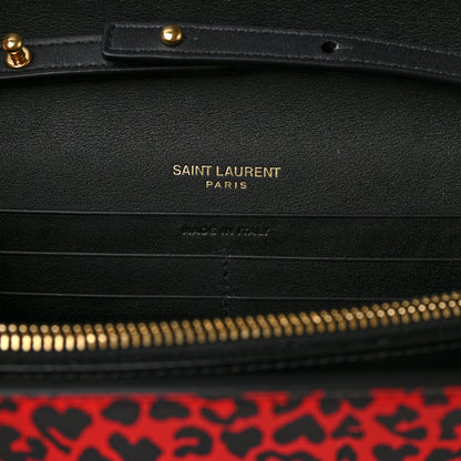 Saint Laurent Leopard Print Monogram Chain Wallet Black Red 7 of 10