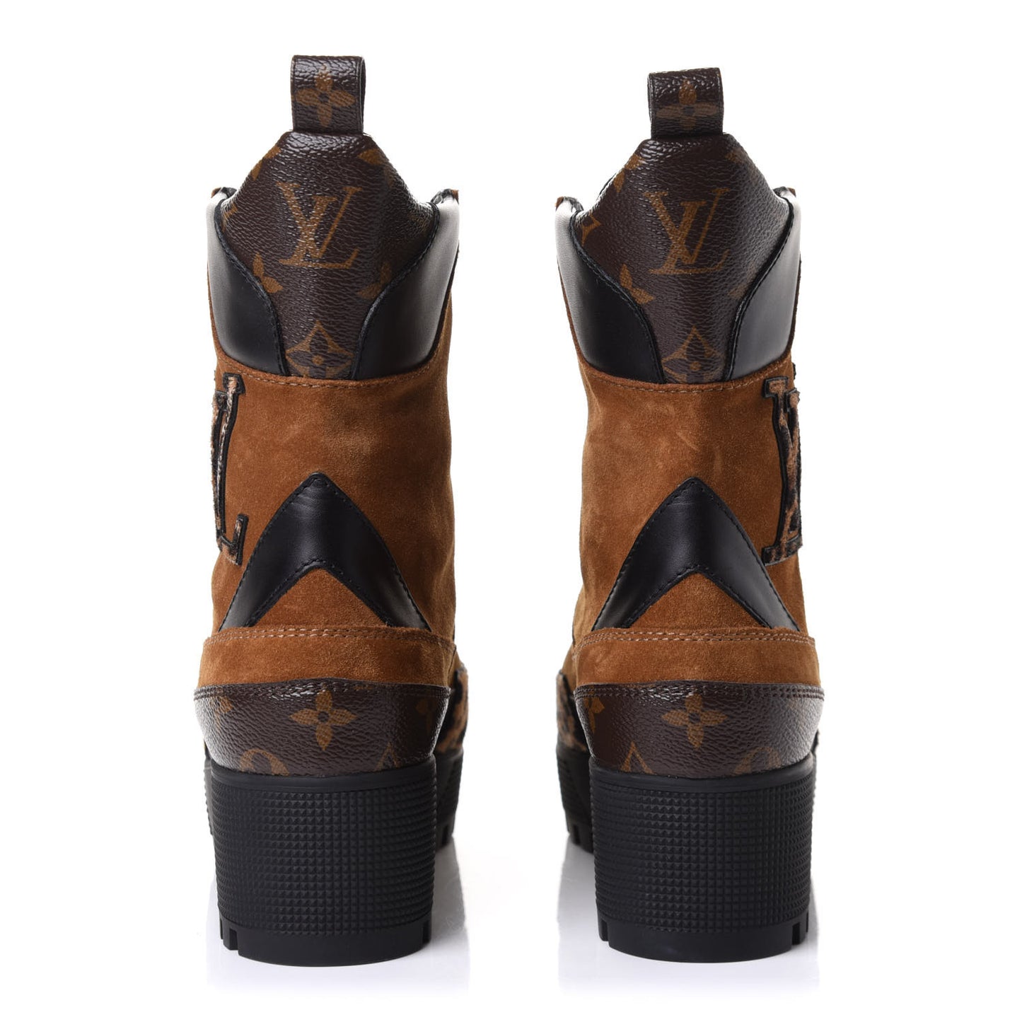 Suede Calfskin Monogram Laureate Platform Desert Boots 38 Cognac