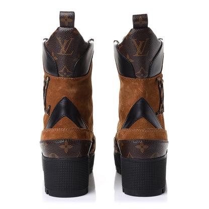 Louis Vuitton Suede Calfskin Monogram Laureate Platform Desert Boots 38 Cognac 9 of 22