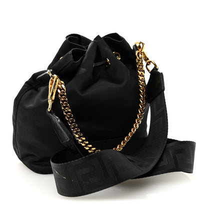Versace Nylon Medusa Drawstring Bucket Bag Black 4 of 17