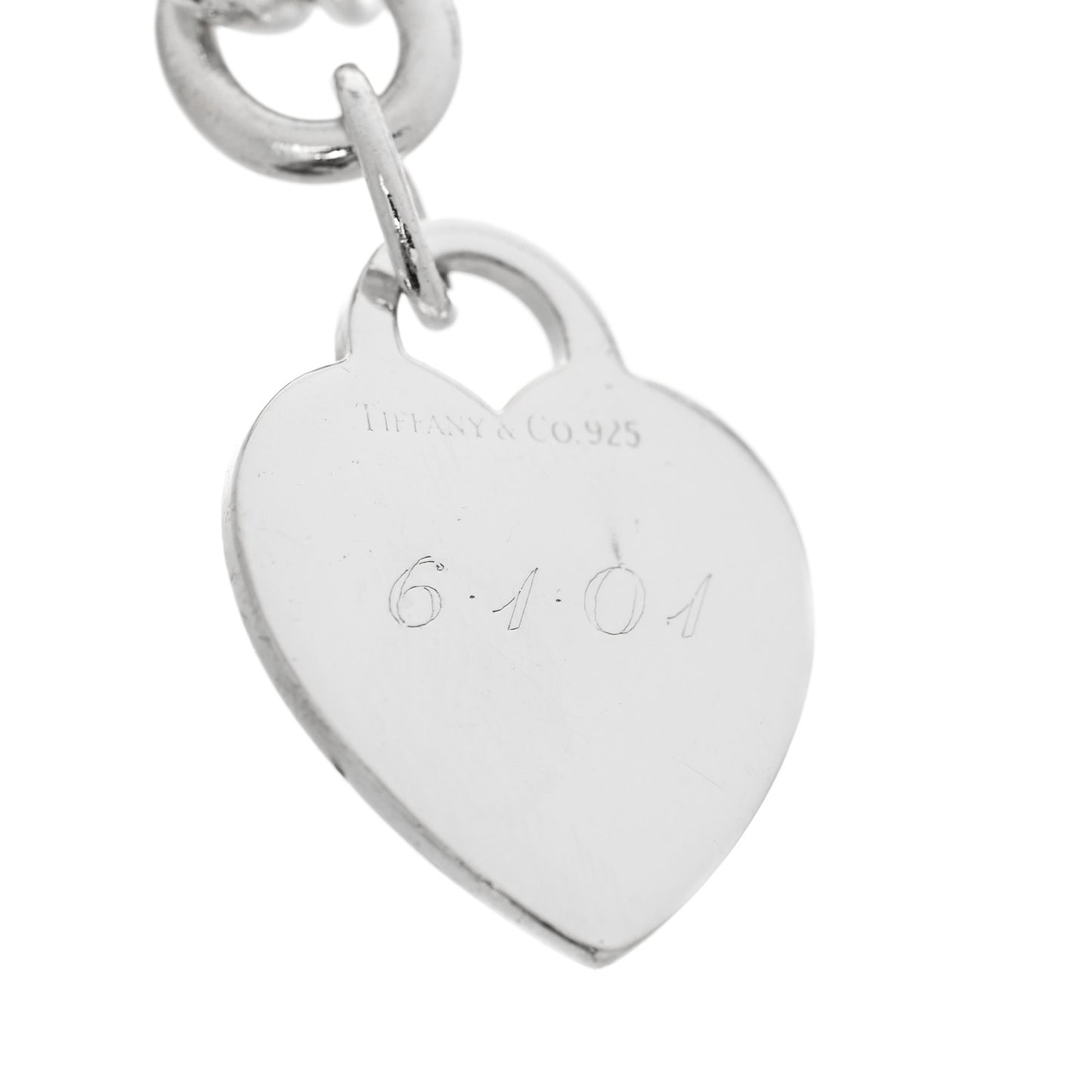 Sterling Silver Heart Tag Charm Bracelet