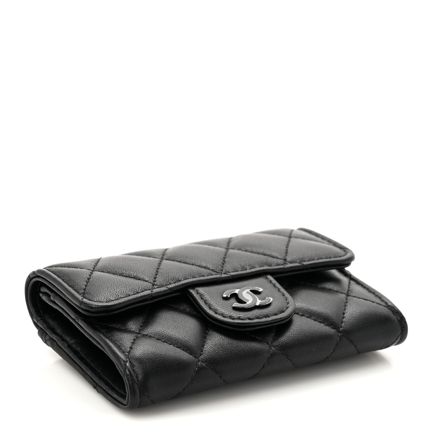 Chanel Lambskin Quilted Flap Card Holder Wallet So Black 4 of 8