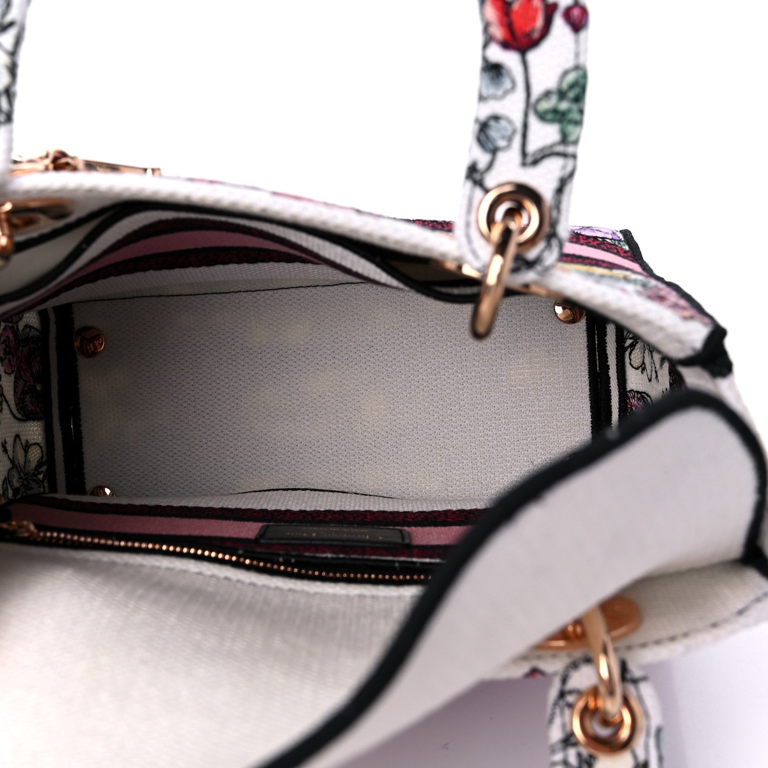 Christian Dior Canvas Florilegio Embroidered Medium Lady D-Lite White Multicolor 5 of 9