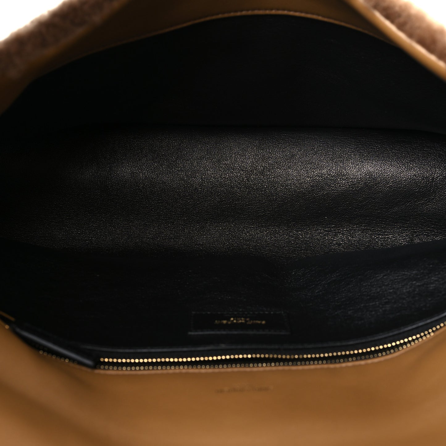 Shearling Lambskin Quilted Sade Puffer Envelope Clutch Natural Brown