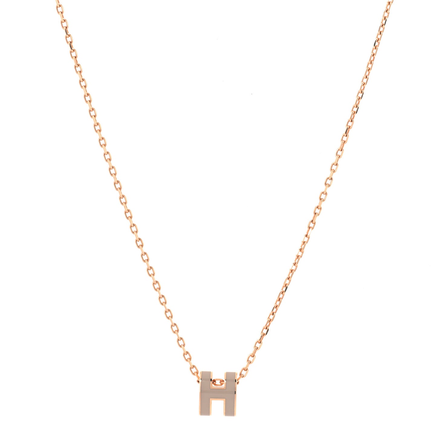 Lacquered Rose Gold Mini Pop H Pendant Necklace Marron Glace