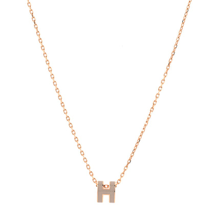 Hermes Lacquered Rose Gold Mini Pop H Pendant Necklace Marron Glace 1 of 7