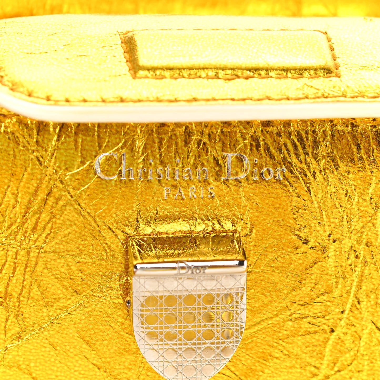Metallic Calfskin Mini Diorever Flap Gold