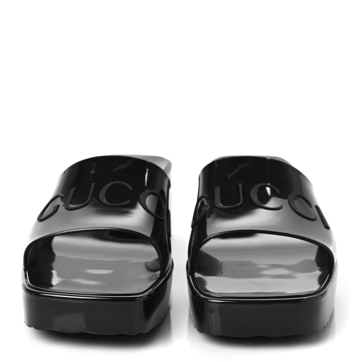 Rubber Gucci Logo Womens Platform 20/60mm Slide Sandals 38 Black