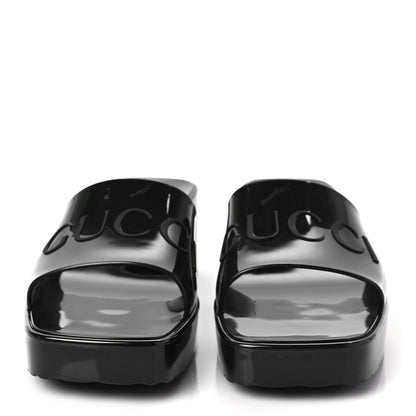 Gucci Rubber Gucci Logo Womens Platform 20/60mm Slide Sandals 38 Black 2 of 7