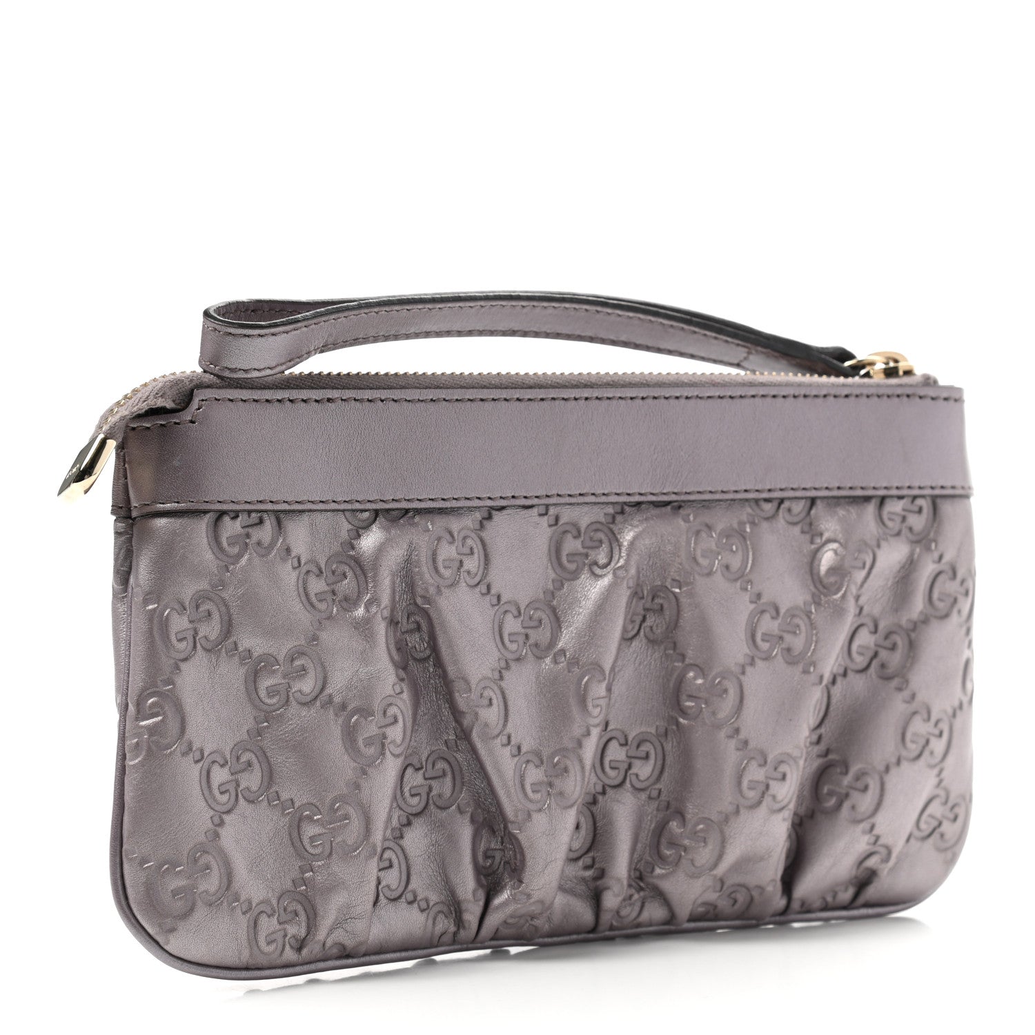 Gucci Metallic Soft Guccissima Heart Wristlet Senanque 3 of 11