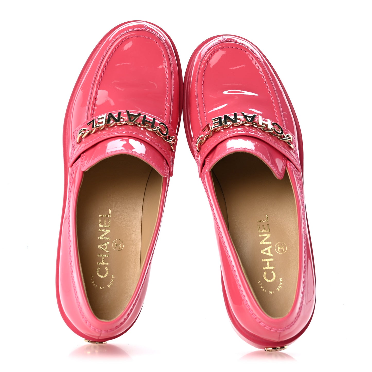 Patent Calfskin Logo Loafers 39.5 Pink