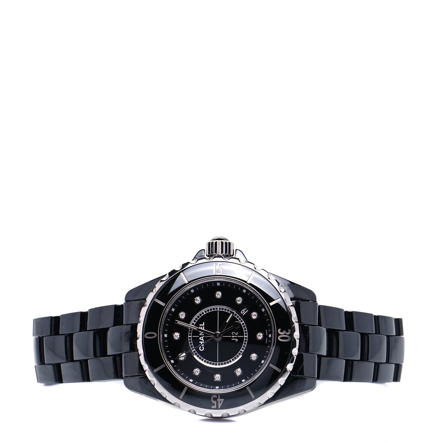 Stainless Steel Ceramic Diamond 33mm J12 Quartz Watch Black