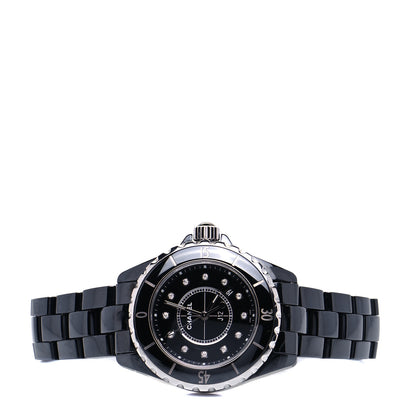 Chanel Stainless Steel Ceramic Diamond 33mm J12 Quartz Watch Black 2 of 5