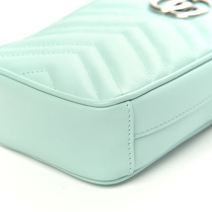 Gucci Calfskin Matelasse Mini GG Marmont Crossbody Bag Water Green 9 of 10