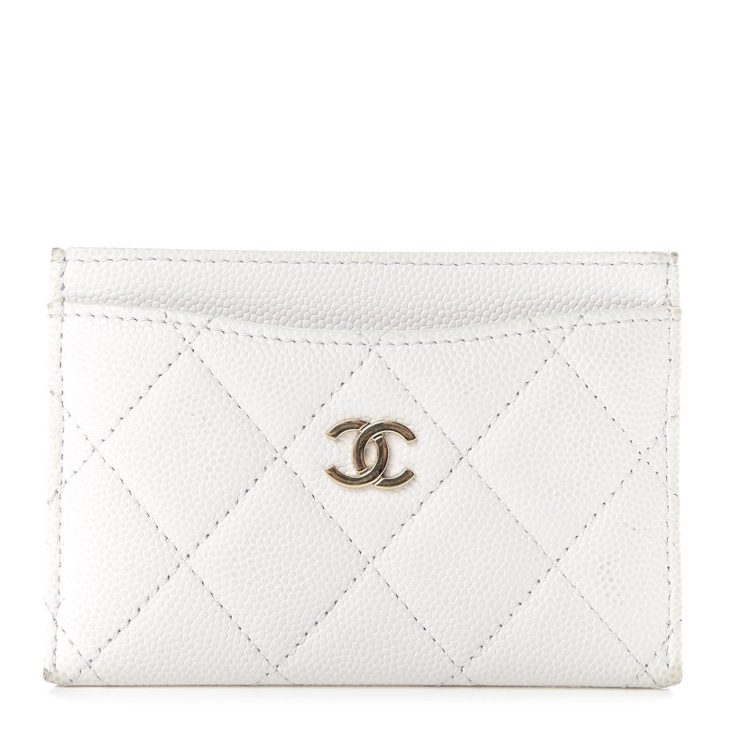 Caviar Quilted Card Holder White