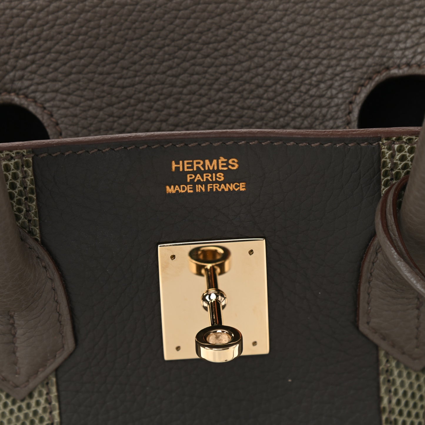 Taurillon Clemence Lizard Club Birkin 35 Etain Graphite