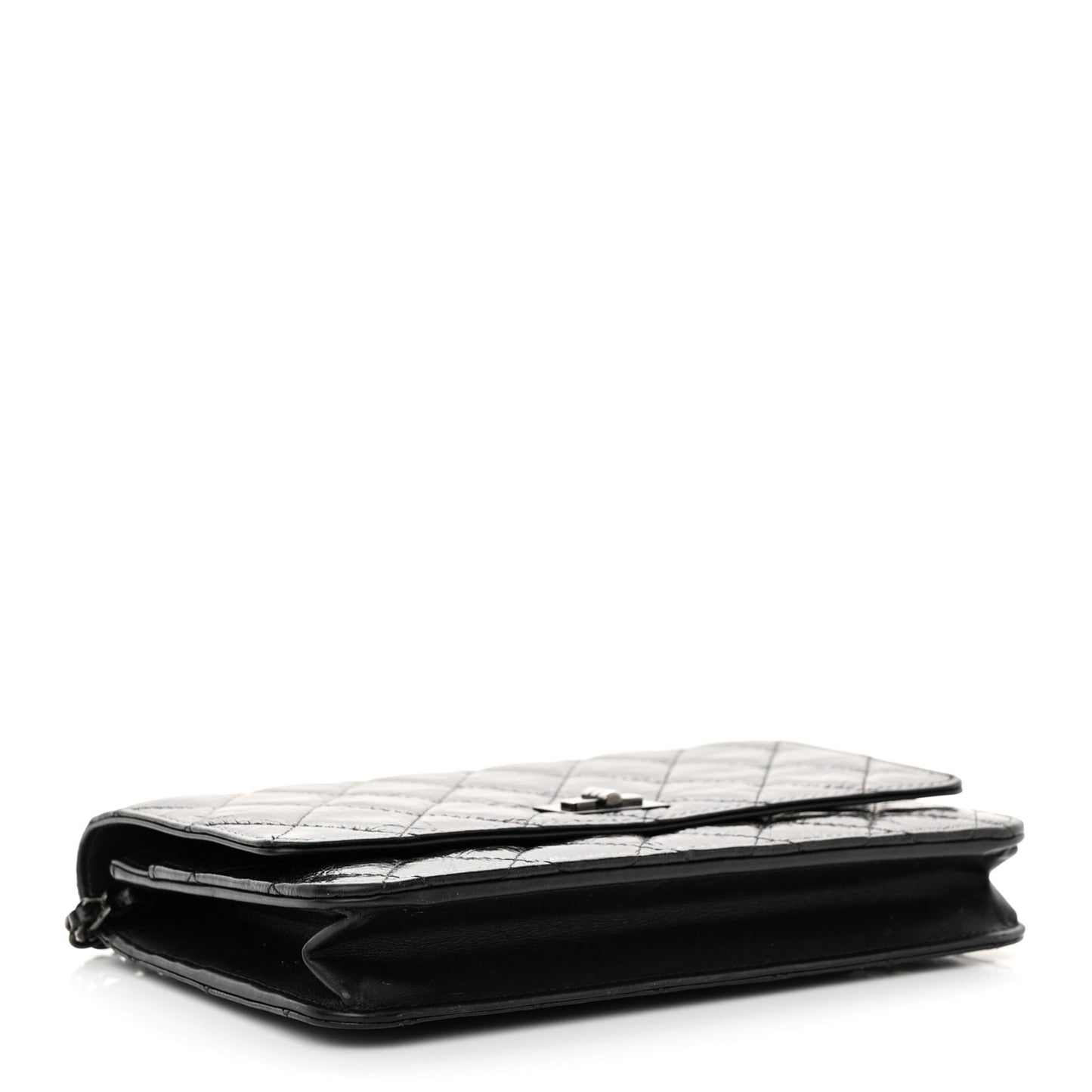 Glazed Aged Calfskin Reissue Wallet On Chain WOC Black