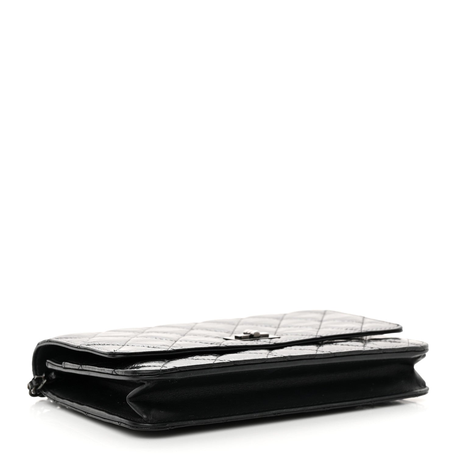 Chanel Glazed Aged Calfskin Reissue Wallet On Chain WOC Black 4 of 13
