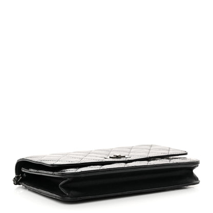 Chanel Glazed Aged Calfskin Reissue Wallet On Chain WOC Black 4 of 13