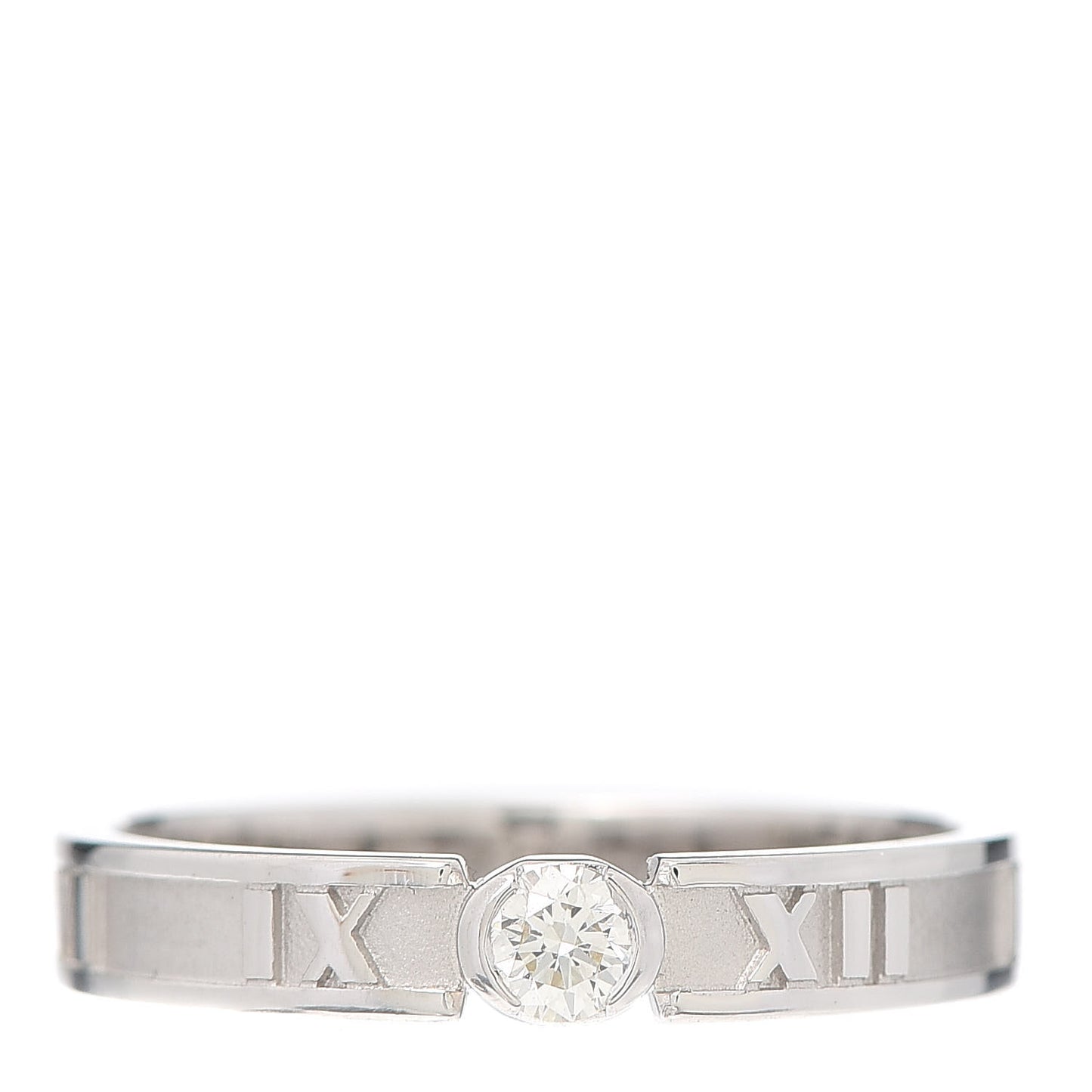 18K White Gold Diamond Atlas Solitaire Band Ring 54 7