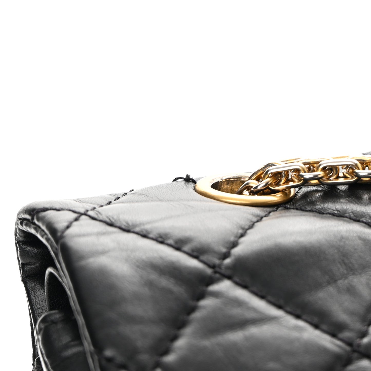 Aged Calfskin Quilted 2.55 Reissue 227 Flap Black