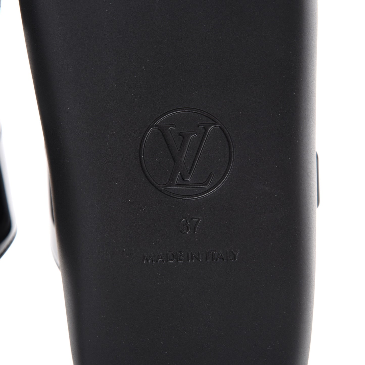 Shiny Rubber Logo Sunbath Mules 37 Black