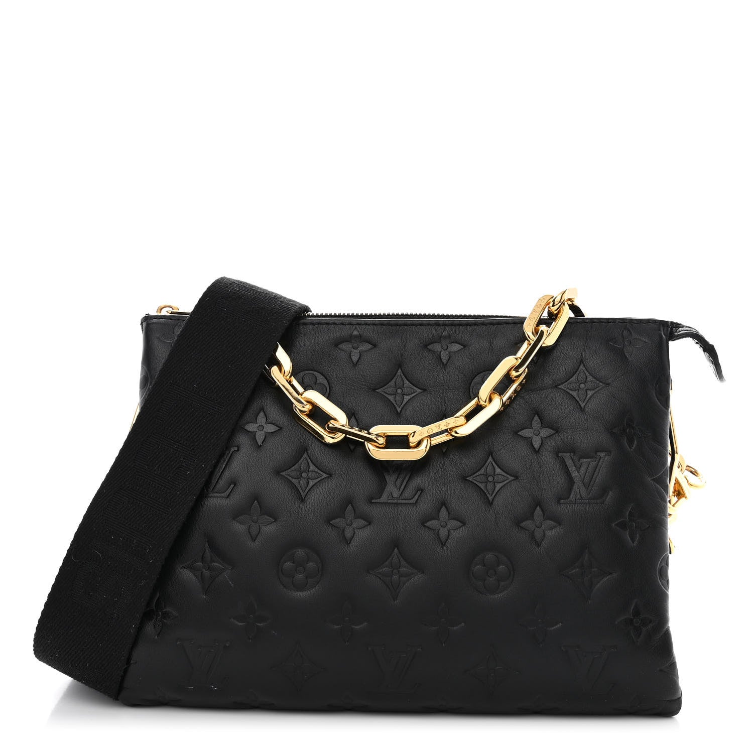 Louis Vuitton Lambskin Embossed Monogram Coussin PM Black 1 of 12